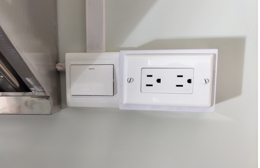 sockets with switches in the burger food trailer